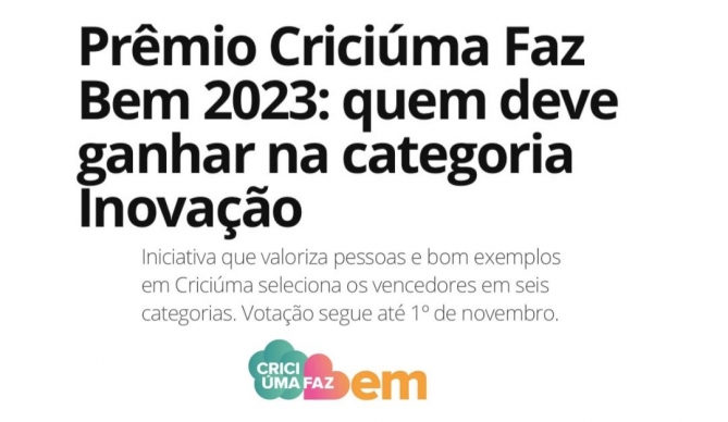 ABADEUS é Finalista do Prêmio Criciúma Faz Bem