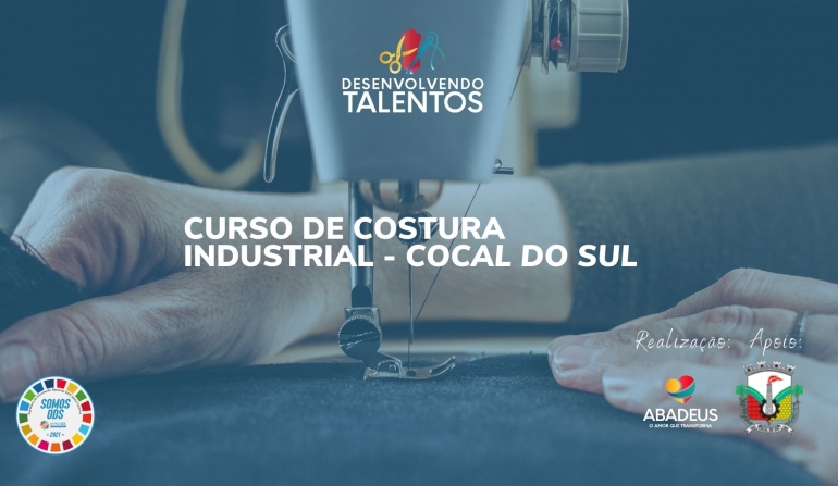 Em parceria com a Prefeitura de Cocal do Sul, Abadeus abre inscrições para curso de costura industrial