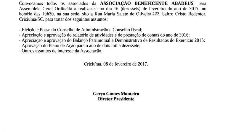 Edital de Convocação - 08/02/2017